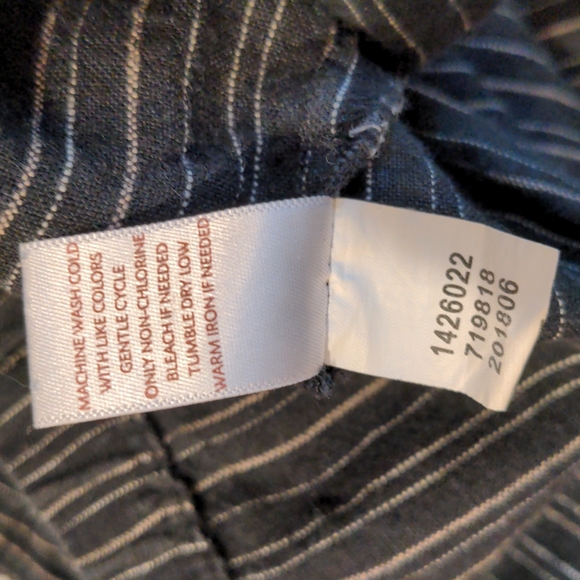 J. Jill Love Linen Black & White Stripe Wide Leg Crop Pants - Picture 6 of 9